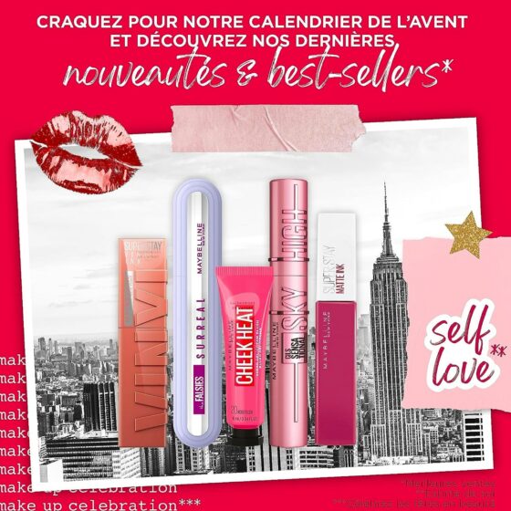 Calendrier de l'avent Maybelline 2023 24 surprises maquillage